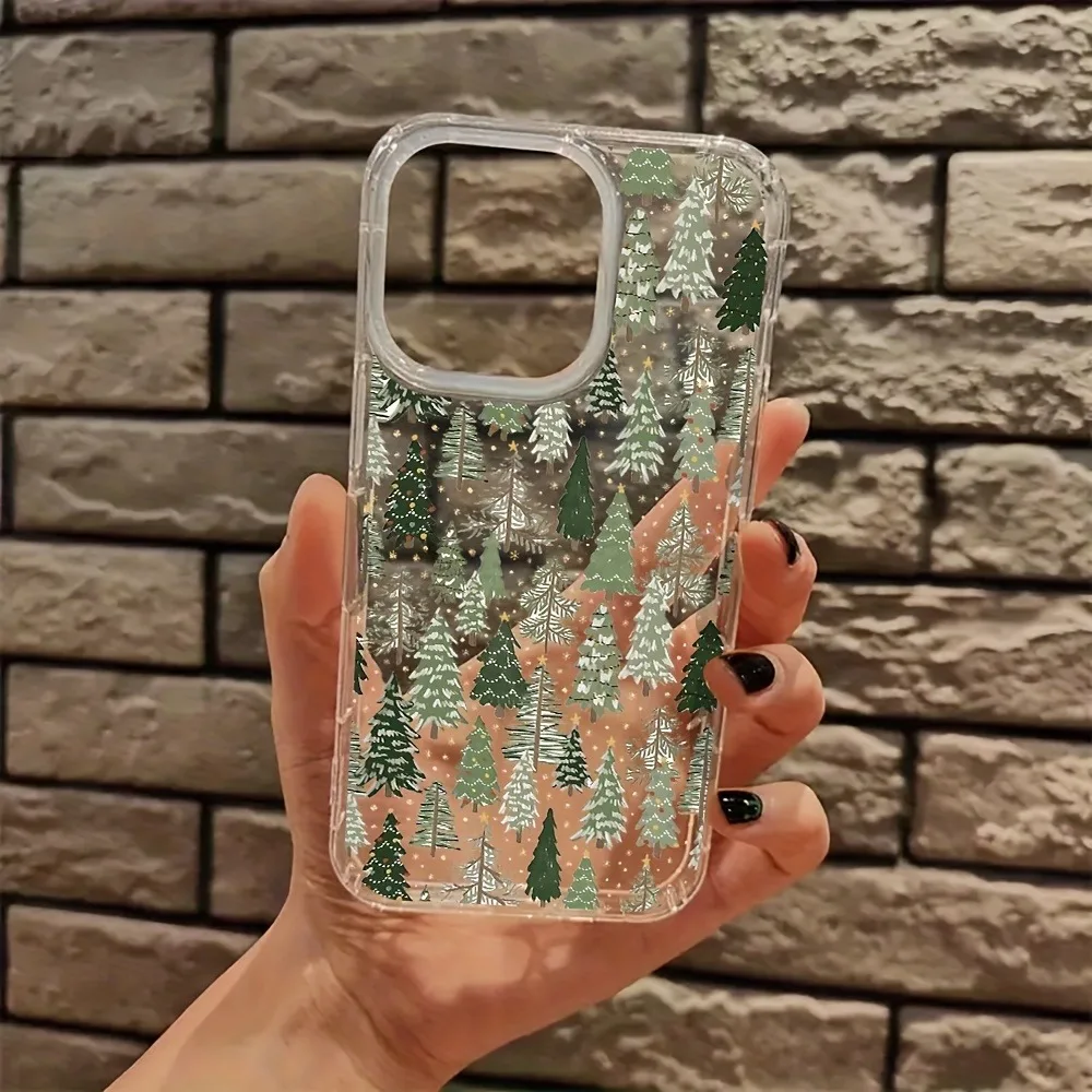 S17c0a4e6a458449f81d8179d1c080a45D.webp Fir Christmas Tree Aesthetic Clear Phone Case for iPhone 17 16 11 15 14 13 12 Pro Max XS X 7 8 Plus Transparent Back Phone Cover