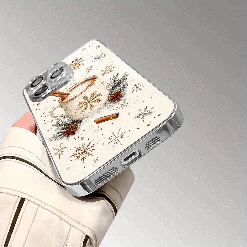 S17e27ca3c1c543bb842ffeb7008684d6d.webp Christmas Snowflake Pattern Glass Electroplated Silver Phone Case For iPhone 17 16 15 14 13 12 11 Pro Max Plus 16E 17 Air Cover