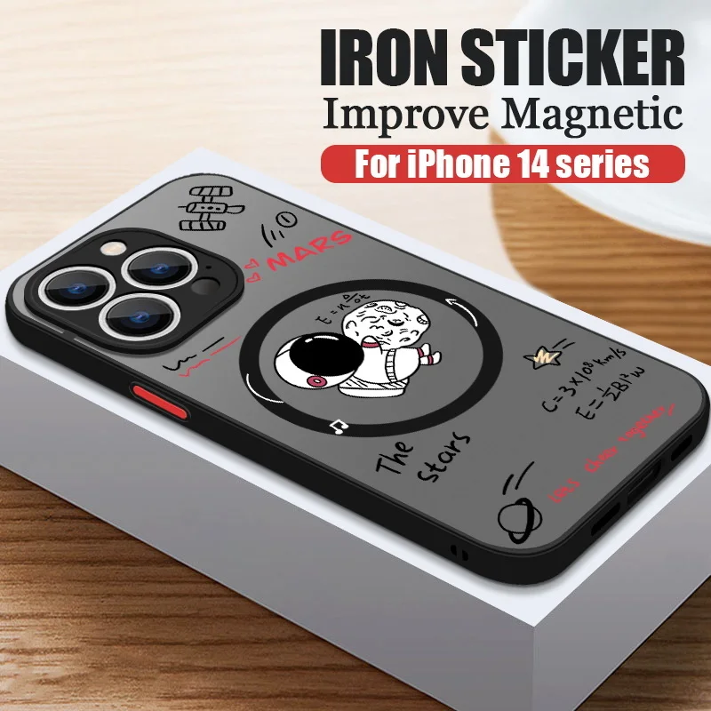 S18a12e60b4654c2395950b59f5958e07V.webp Magnetic For Magsafe Astronaut Case For iPhone Air 16e 17 15 Pro Max 14 13 12 Pro 11 16 Plus Shockproof Bumper Hard Matte Cover