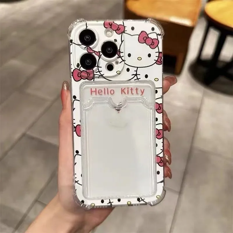 Cartoon Kitty Cute Cat Case For iPhone 17 Pro Max 17 Air 16 12 11 15 14 13 Pro Max 16 Plus XS Max 13 Mini Card Holder Slot Bag