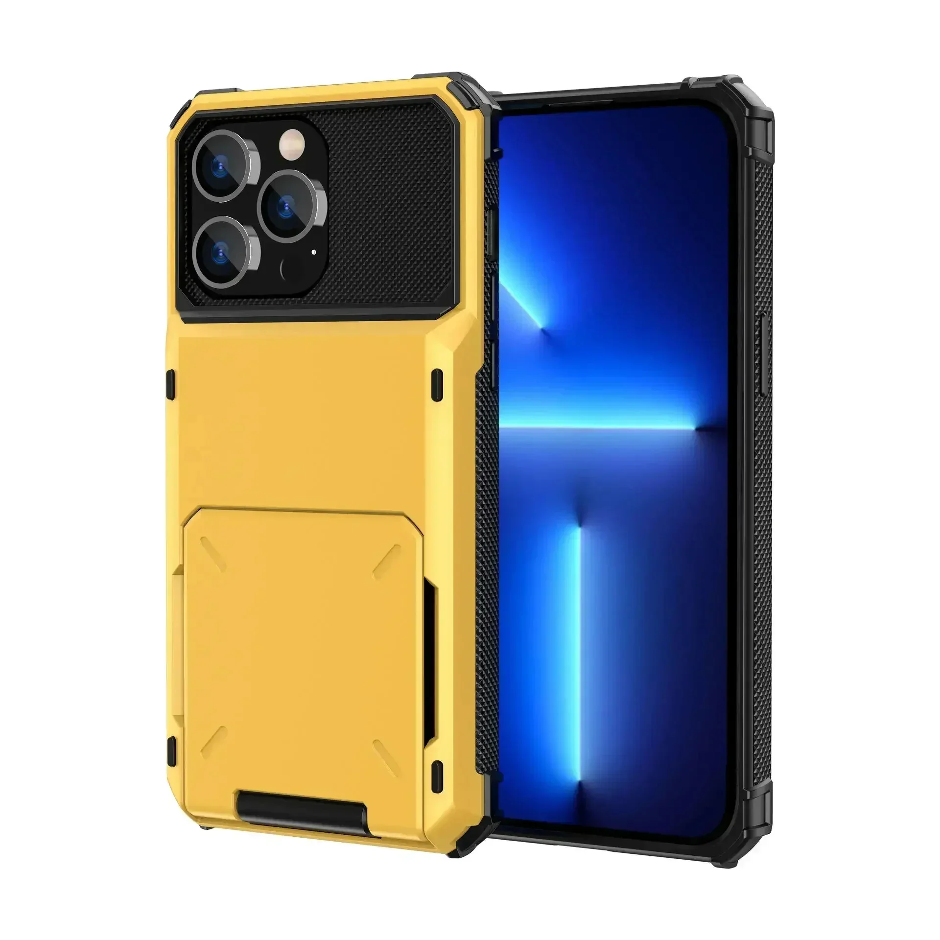 S196ad60f2e6c472587e0c143a6dbb1f0i.webp Card Holder Case For iPhone 17 Pro Max 16 15 Pro Max 14 13 12 11 Heavy Duty Wallet Hidden Flip Slot Protective Hard Back Covers