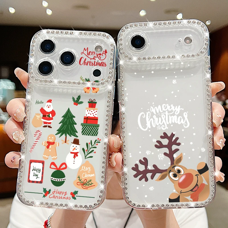 S1a0109ba0a124ca9bfa375b6204de29dr.webp For iPhone 17 Pro Max Case Christmas Elk Santa Claus Diamond Cover For iPhone 13 14 15 12 11 16e 17 Air Funda iPhone 16 Pro Max