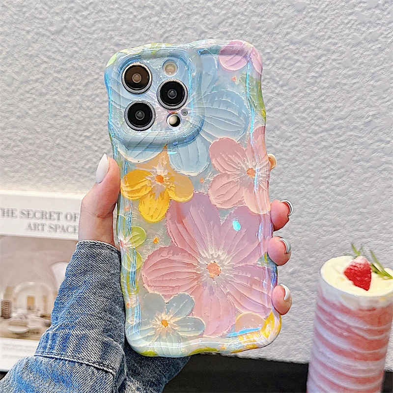 S1a284123d1f249f993a51fd1e60ab512o.webp Luxury Fashion Flowers Laser Glitter Phone Case For iPhone 17 Air 16 Pro Max 15 14 13 12 11 Plus Soft Shockproof Bumper Cover