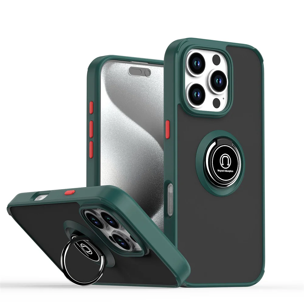S1a30ddff862a4dd39e7a1909741b9fa8k.webp Matte Finger Ring Magnetic Stand Phone Case For iPhone 15 16 17 Pro Max 14 Plus 13 12 11 Solid Color Skin Feeling Frosted Cover