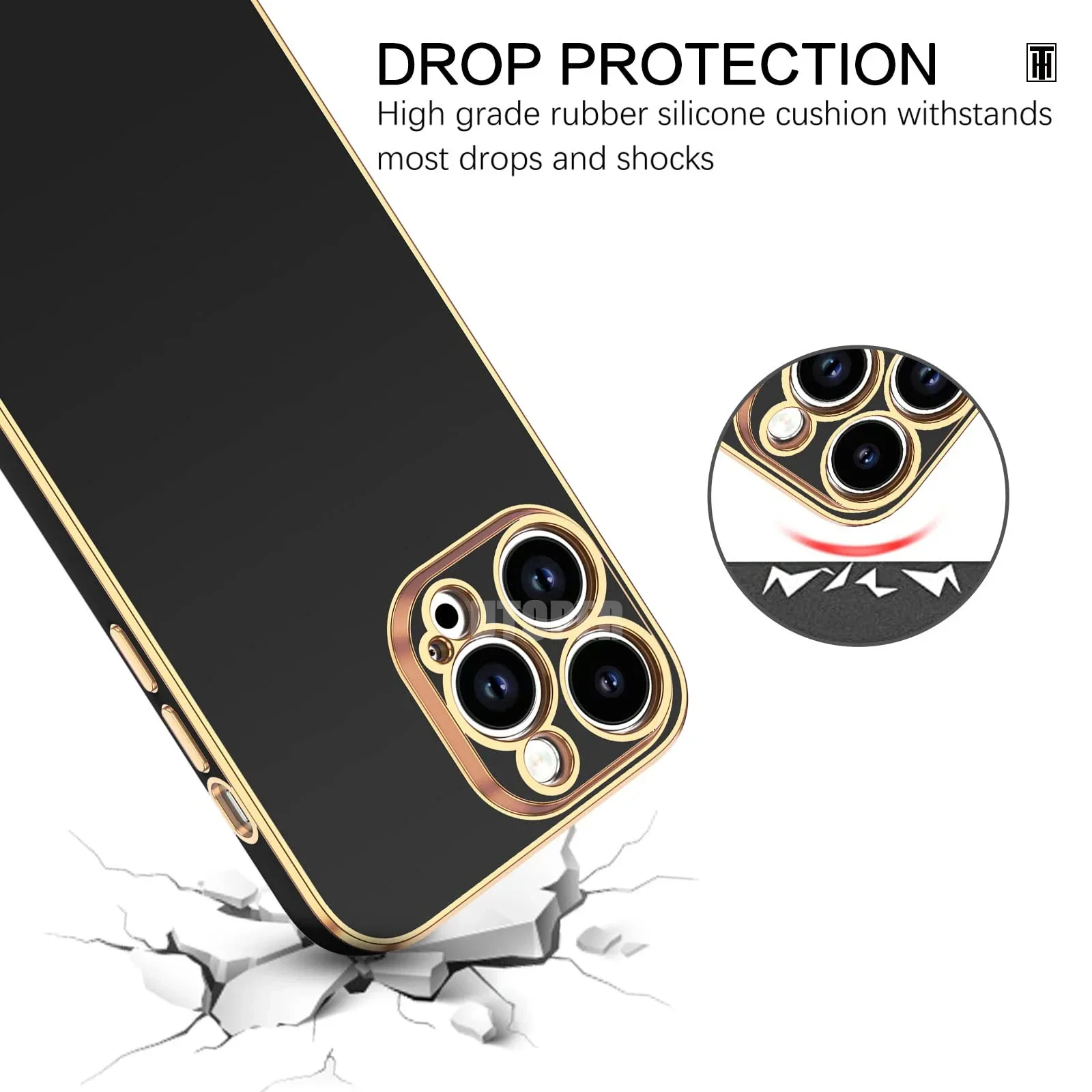 S1a3daba1fb6f4a9bbe5c1506322438fcd-3.webp Luxury Solid Color Silicone Soft Case iPhone 16 15 14 11 12 13 Pro Max Mini 16 Plus Plating Glossy Shockproof Protect Cover