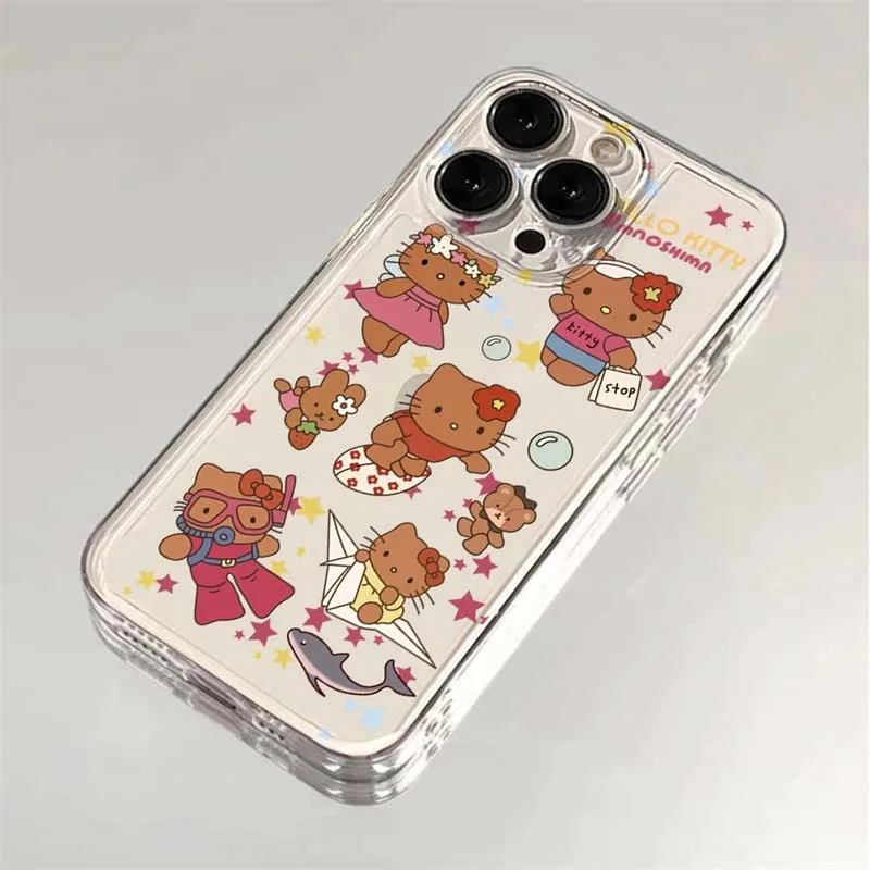 Kawaii Kitty Cartoon Cat Phone Case For IPhone 17 16 14 13 11 Pro Max 15 Plus 12 Mini 16E Air Cartoon Fashion Cover