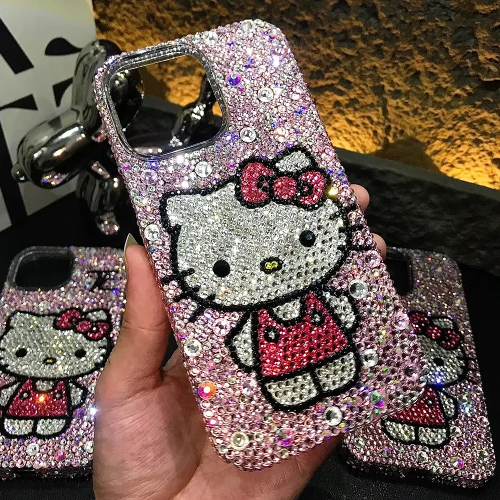 S1a90a79f054a452aa43f41fdb08a6e67i.webp Cute Kitty Cat Rhinestone Bling Crystal Phone Case Chain For iPhone 16 12 13 14 15Pro Max X Xs XR 7 8 Plus SE 2 3 10 Transparent Bu