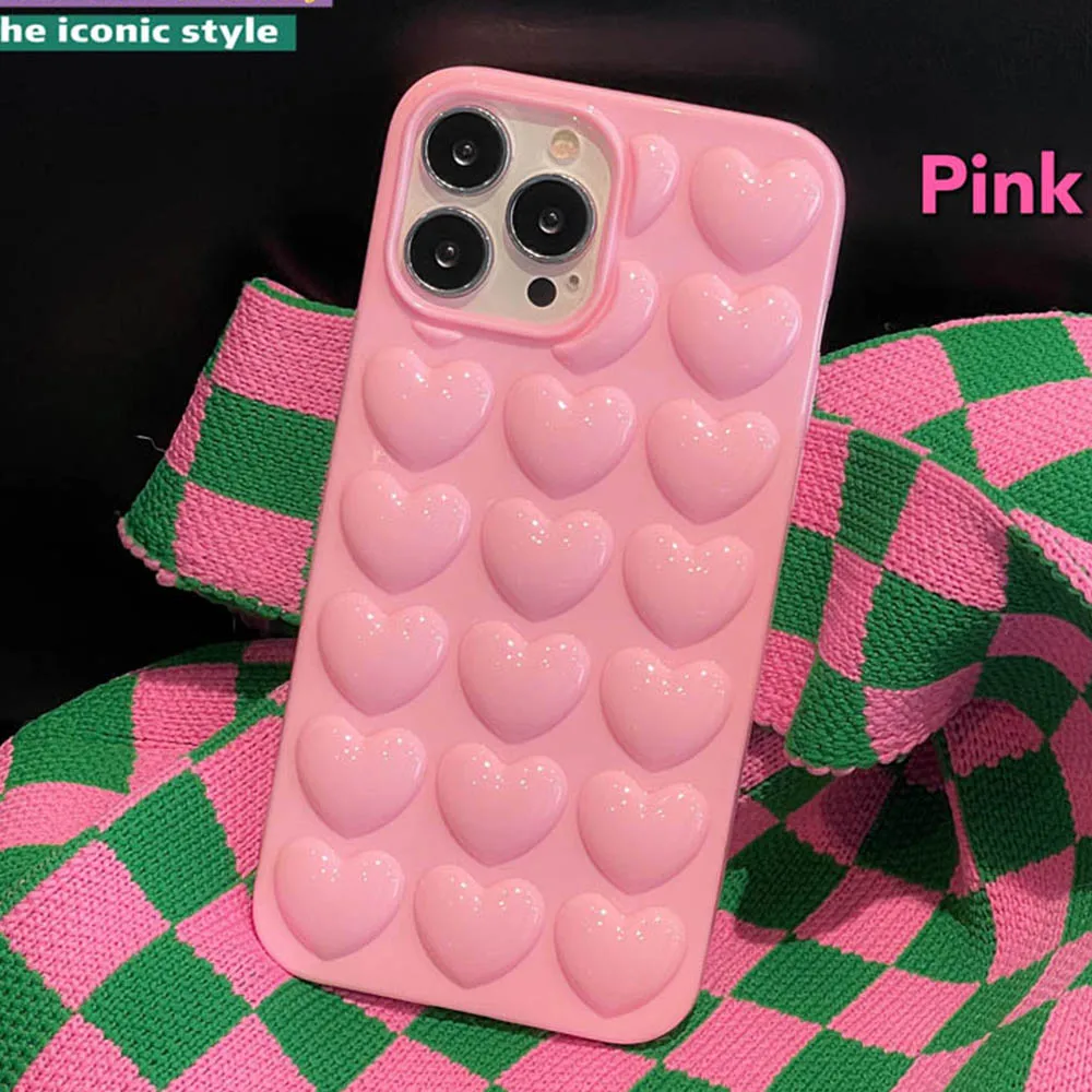 3D Love Heart Bubbles Case For iPhone 17 16 14 15 12 13 11 Pro XS Max XR XS 7 8 SE Soft Cases Bumper Shockproof Back Cover Shell