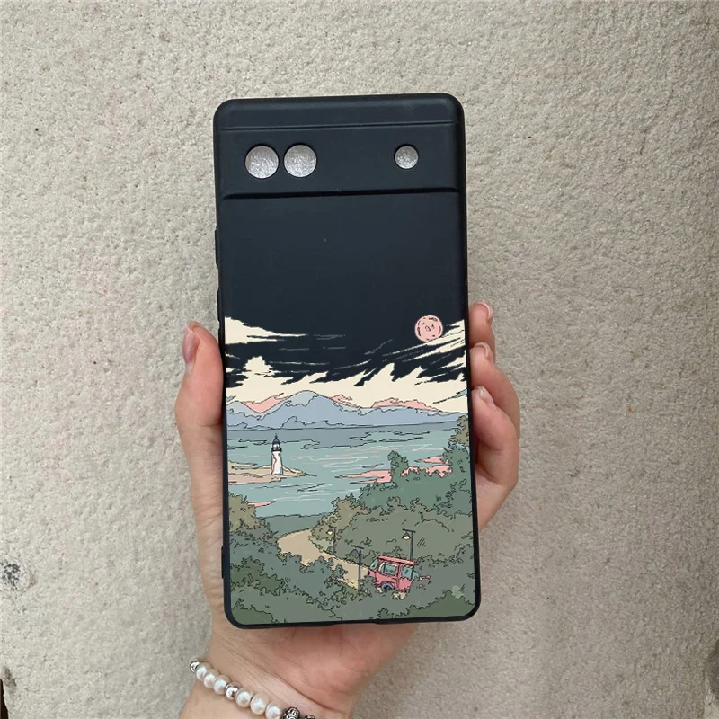 Japan Anime Landscape phone Case for Google Pixel 10 Pro XL 9 7a 7Pro 6a 6 6Pro 8 8 Pro 5G Clear Scenery Covers Fundas Skin