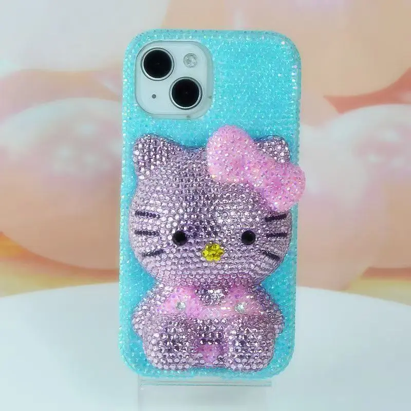 S1afa81bbd9394911b3f1638ae977819aK.webp Kawaii Kitty Cartoon Cat Rhinestone Bling Crystal Phone Case Chain for Iphone 16 12 13 14 15Pro Max X Xs Xr 7 8 Plus Se 2 3 10 Cartoon