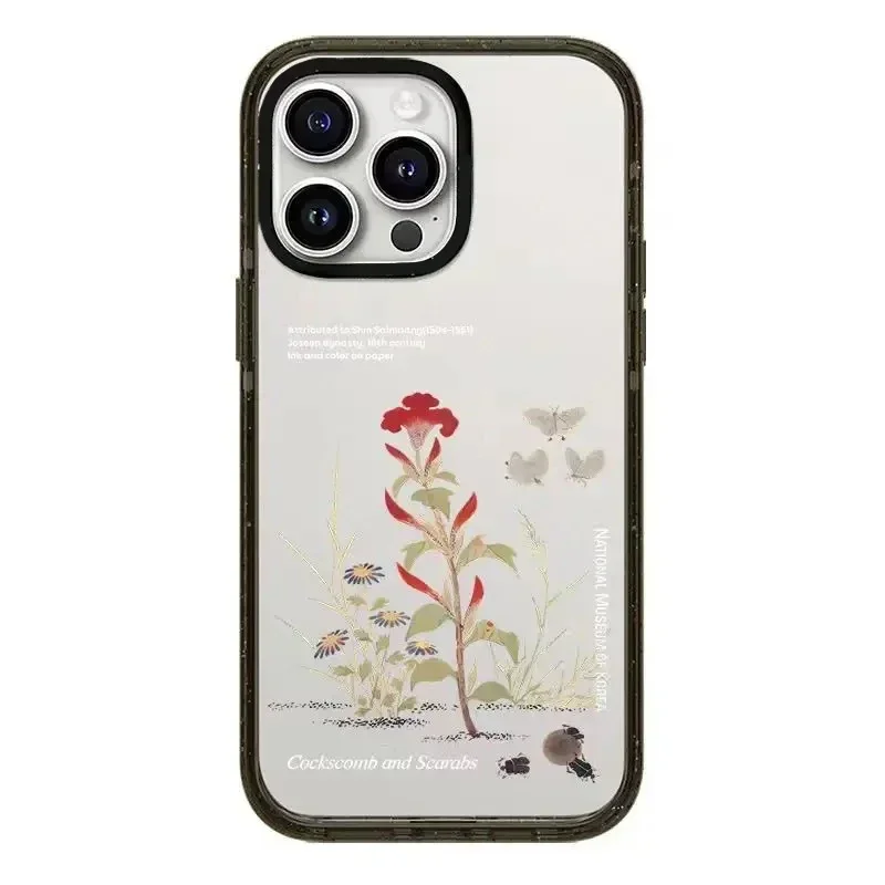 S1b8a044625674faaa7e92b6b295b394eq-1.webp Korean Museum Flowers 2.0 Acrylic Black Border Magnetic Phone Case Cover for IPhone 12 13 14 15 16 17 Pro Max Case