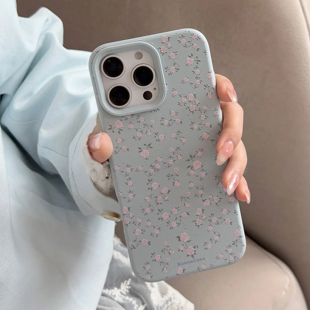 Flower Pattern Silicone Phone Case For iPhone 17 16 15 14 13 12 11 Pro Max Plus Shockproof Bumper Back Cover