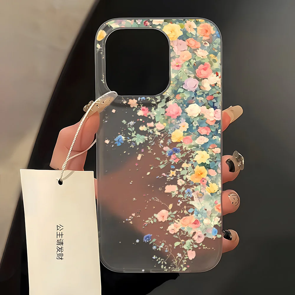 INS Flower Soft Phone Case for iPhone 16 Pro Max Case iPhone 17 15 13 14 12 11 Pro 12 Mini Plus Silicone Shockproof Back Cover