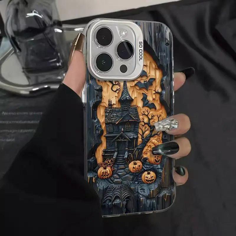 S1c5a4111ee8d4c26b849c61e0c0b50b8D.webp Pumpkin Castle phone case suitable For iPhone 17 Air 16 15 14 13 12 11 Pro Max Halloween anti drop protection phone case