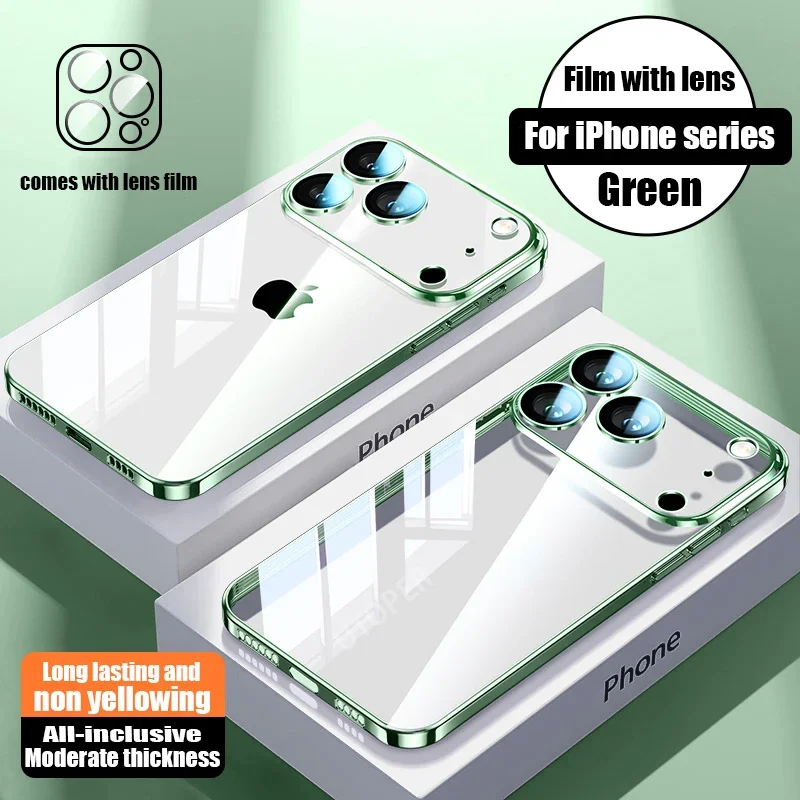 S1caae6a8198c474f80a512fdcac8bc2dc.webp New Orange Ultrathin 17 Phone Case for iPhone 17 Air 16 15 14 13 12 11 Pro Max Plus Clear Plating Soft TPU Lens Protect Cover