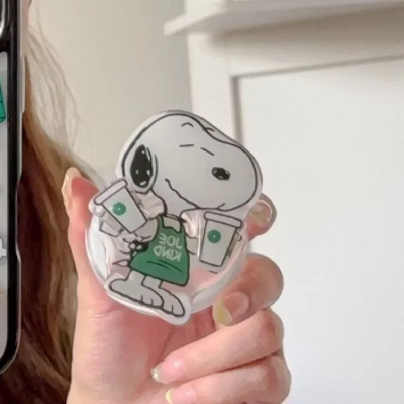 Korea Cute Cartoon Snoopy Magnetic Grip Tok Holder Magsafe Wireless Charge Phone Case For iPhone 17 16 15 14 13 Pro Max Cover