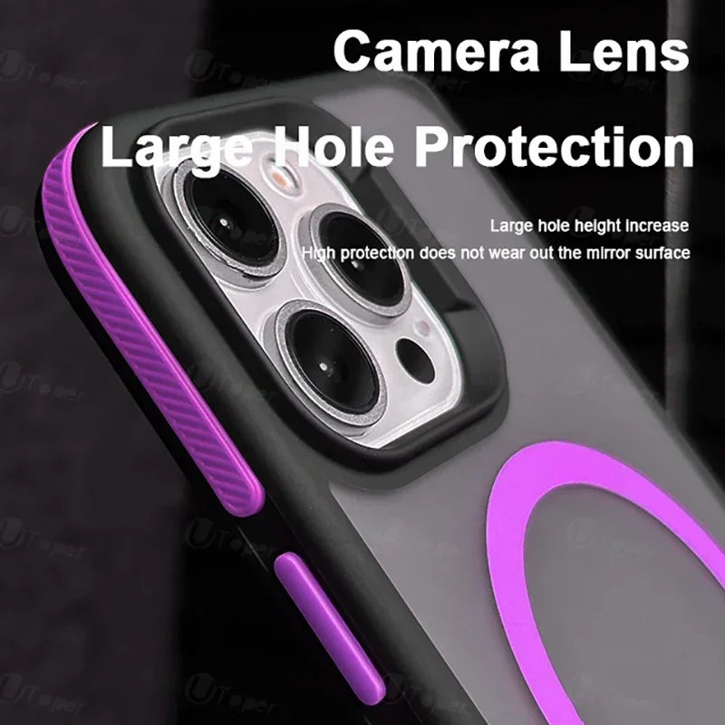S1d730d9e58784280adea71b9e62695fe2.webp New Bicolor Matte Frosted Magnetic Phone Case For iPhone 17 Air 16 15 14 Plus 13 12 11 Pro Max Shockproof Bumper Hard Cover