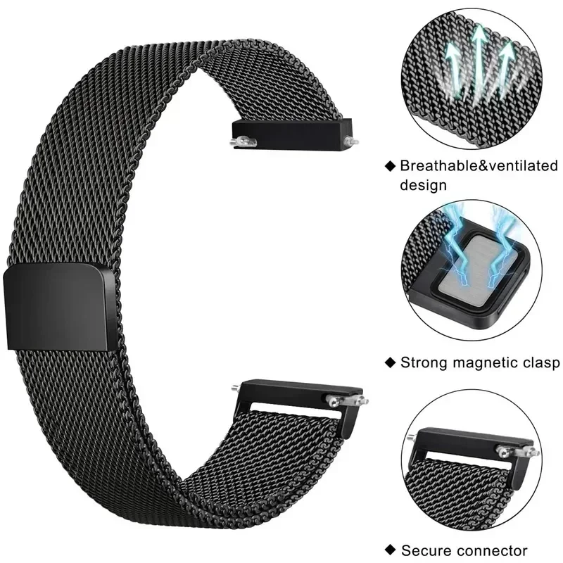 S1ddcae6537324827a22a8e02eb601dbc6.webp 22mm 20mm Strap For Samsung Galaxy Watch 3 4 5 6 7 44mm/40mm Milanese Loop Bracelet Galaxy Watch 4/6Classic 47mm 46mm Metal Band