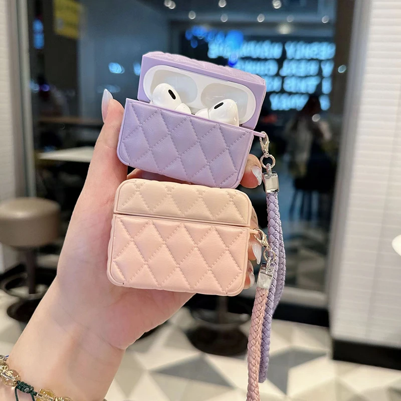 Leather PU Earphone Cover For AirPods 4 For AirPods Pro 2nd Cases For AirPods 3 2 1 Anti-lost Headphone Bag