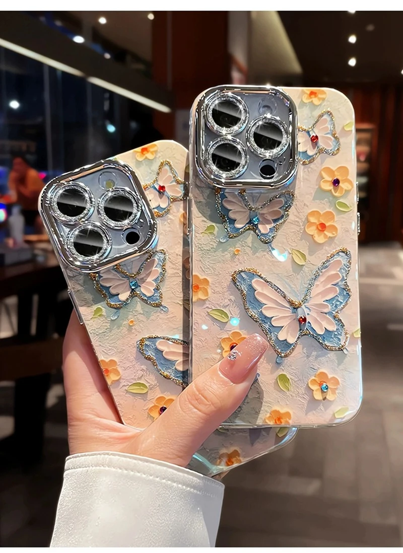 S1e66e5b1e8504dc3a3f5f2420836bad3h.webp Luxury Butterfly Flowers Laser Glitter Phone Case For iPhone 17 Air 11 12 13 14 15 16 Pro Max Plus Diamond Shockproof Cover