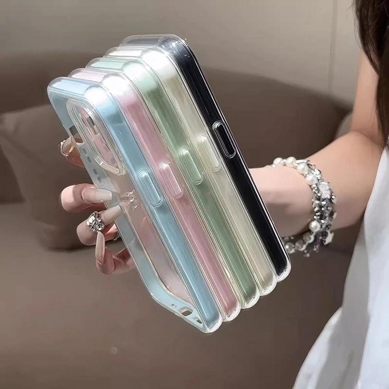 S1f4493af9eff43e0bbcaedf5e24264a19.webp Luxury Transparent Candy Color Phone Case For iPhone 17 Air 11 12 13 14 15 16 17 Pro Max Plus Shockproof Soft Bumper Cover