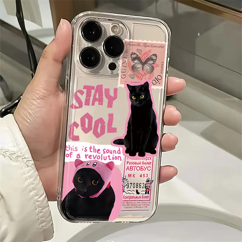 S1fb319e14ca14caea9c545ce67052524e-1.webp Creative Label Black Cat Transparent Phone Case For iPhone 15 16 16E 17 Air 14 13 12 11 Pro Max 7 8 Plus Soft Silicone Cover