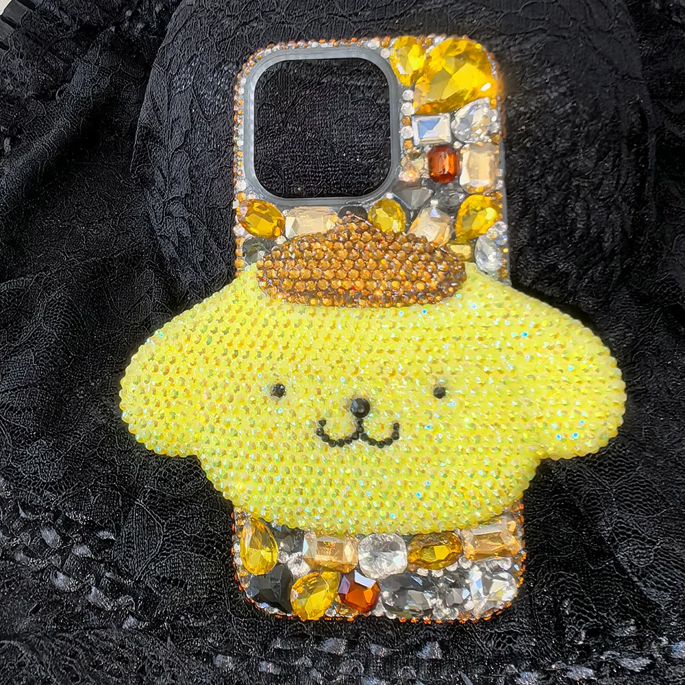 Cute Kitty Cat Rhinestone Bling Crystal Phone Case Chain For iPhone 16 12 13 14 15Pro Max X Xs XR 7 8 Plus SE 2 3 10 Transparent Bu