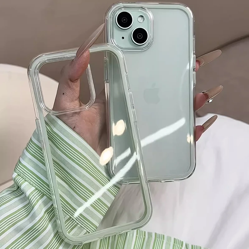 S2048428160e740ac90ae1ab021cdf997o.webp Luxury Transparent Candy Color Phone Case For iPhone 17 Air 11 12 13 14 15 16 17 Pro Max Plus Shockproof Soft Bumper Cover