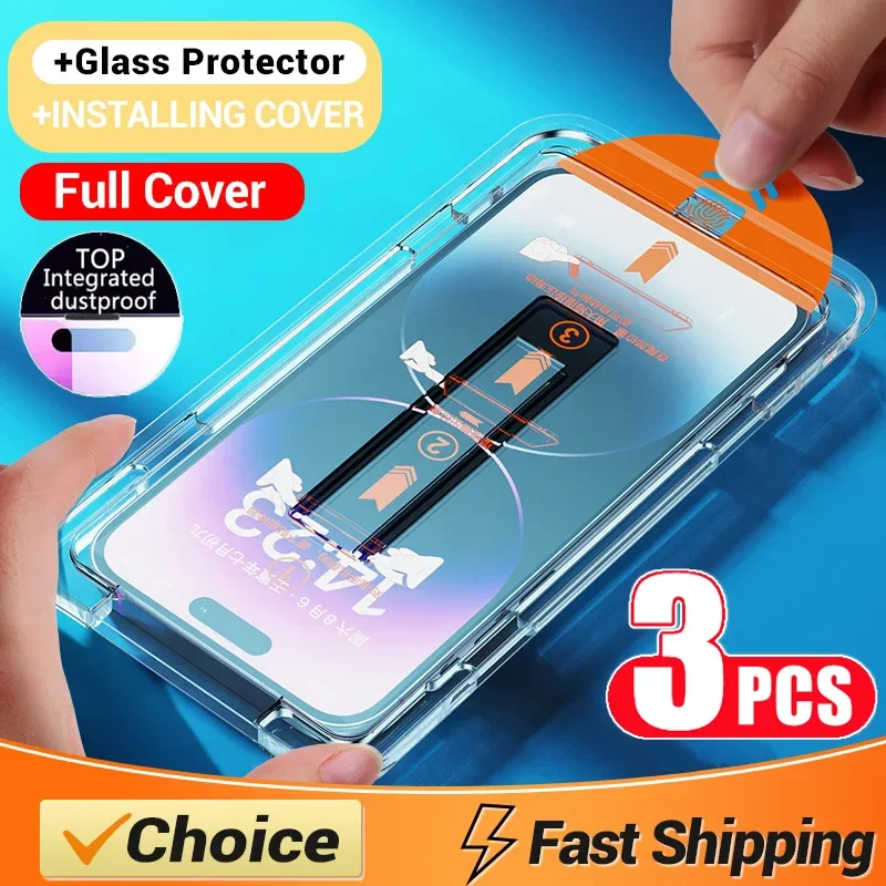 S207baebac3a54c1b9972419b0fcff97es.webp Oleophobic Coating Dust Free Easy Installation Screen Protector For iPhone 14 11 13 12 15 Pro Max Mini XS X XR 17 16 Plus Glass