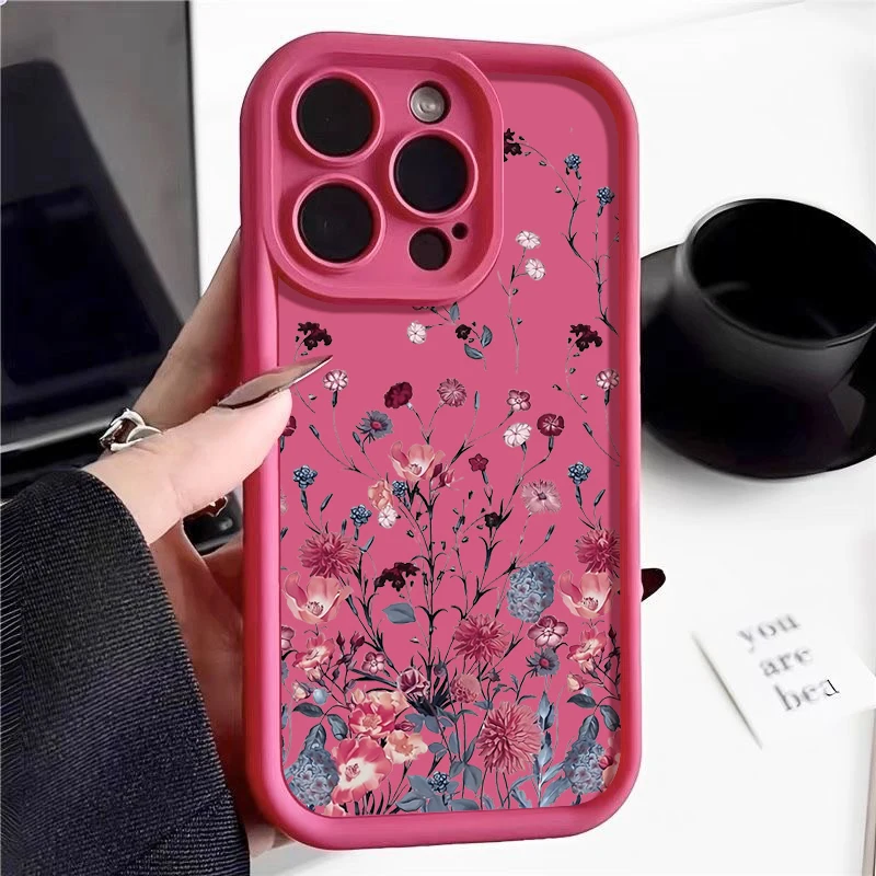 S20dc035c8f31445eae479a9ff9c0bf6dS.webp Retro Flower Case For iPhone 16e 17 Air 16 15 14 Pro Max Plus 13 12 Pro Max 11 Shockproof Soft Silicone TPU Phone Back Cover