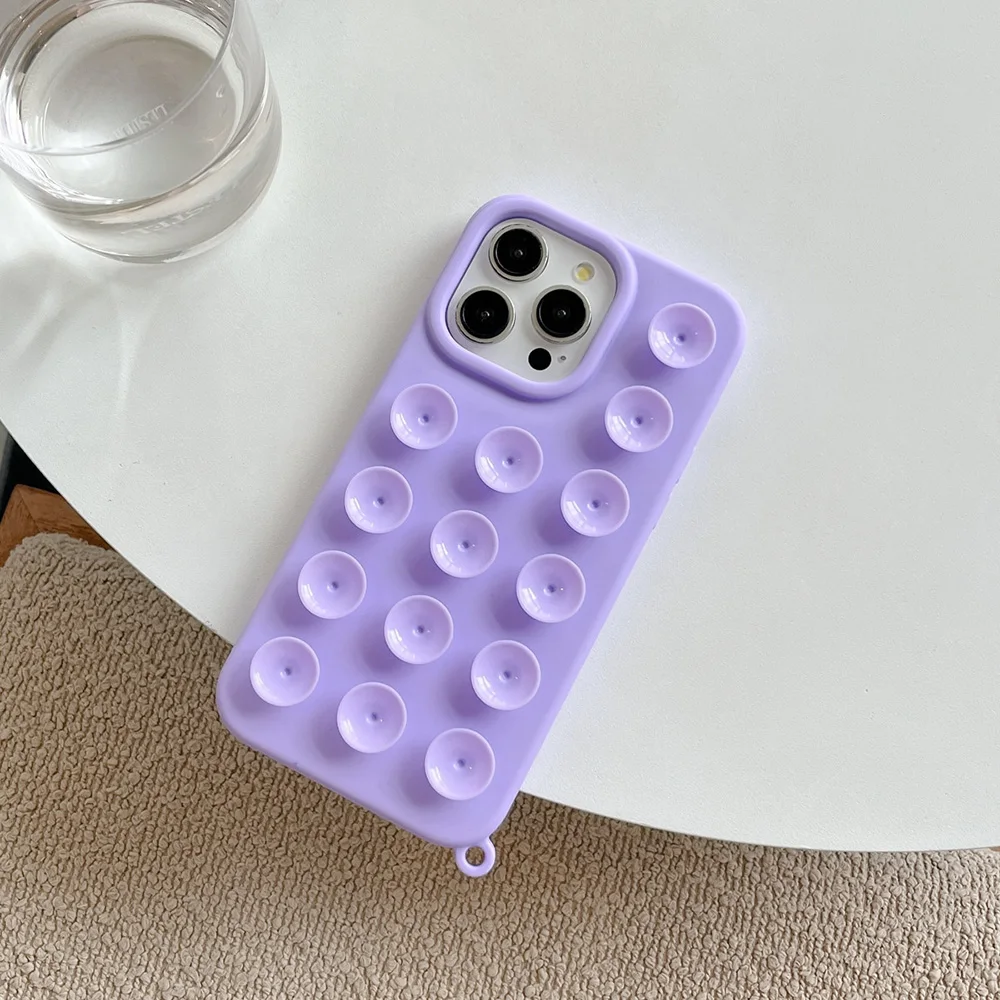 S21df7a4ebdbc48d184decb2ab382e7fdO.webp 3D Suction Cup Silicone Phone Case For iPhone 16 Pro Case iPhone 13 15 17 11 12 14 Pro Max Anti Slip Wall Stand Back Cover Coque