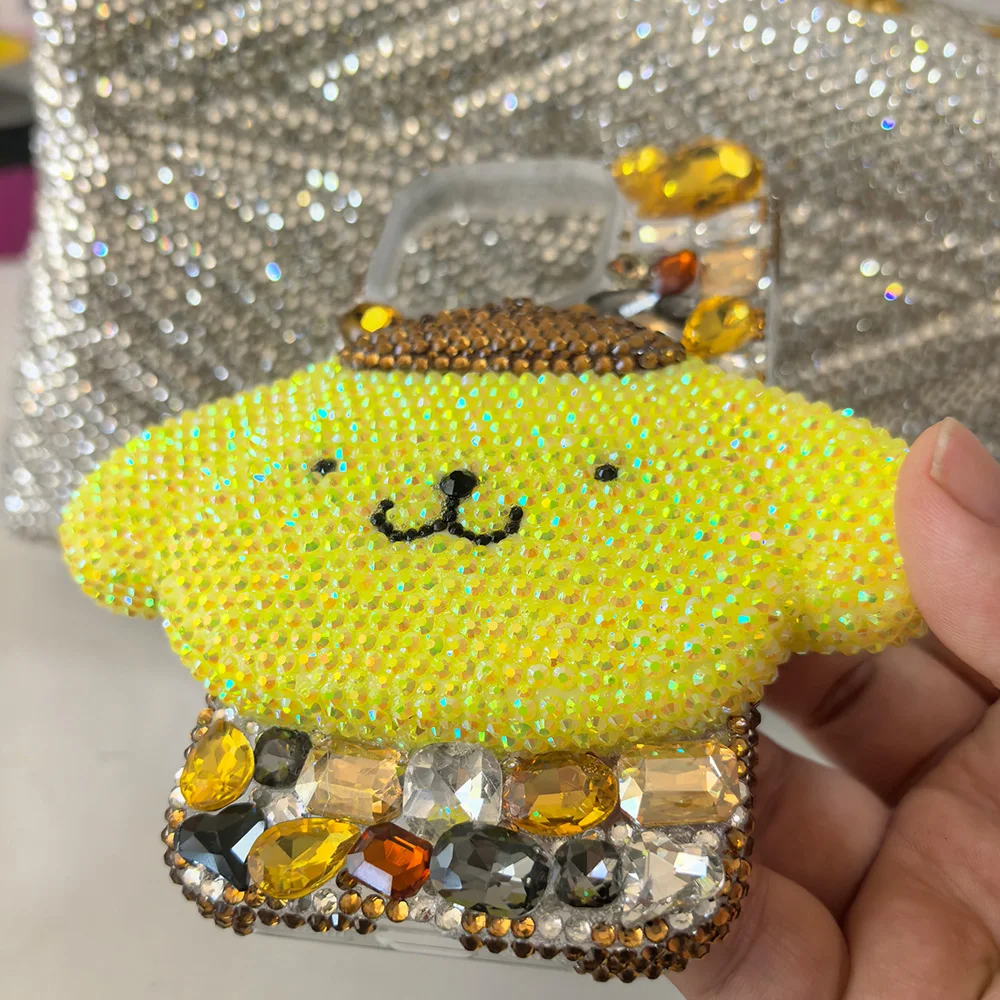 Cute Kitty Cat Rhinestone Bling Crystal Phone Case Chain For iPhone 16 12 13 14 15Pro Max X Xs XR 7 8 Plus SE 2 3 10 Transparent Bu