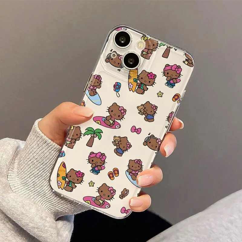 Kawaii Kitty Cartoon Cat Phone Case For IPhone 17 16 14 13 11 Pro Max 15 Plus 12 Mini 16E Air Cartoon Fashion Cover