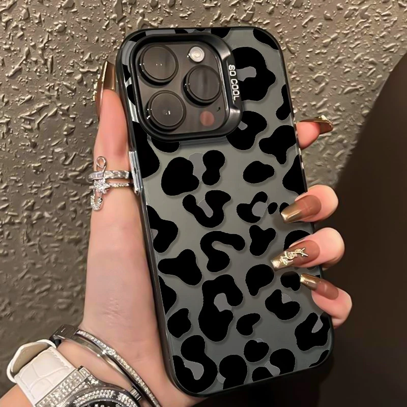 S230291a0304f479c856c16b5ab2de7dca-1.webp Black Leopard Pattern Phone Case For iPhone 17 Cases iPhone 16 Pro Max 11 13 12 14 15 7 8 Plus 16E XS XR Anti-Fall Frosted Cover