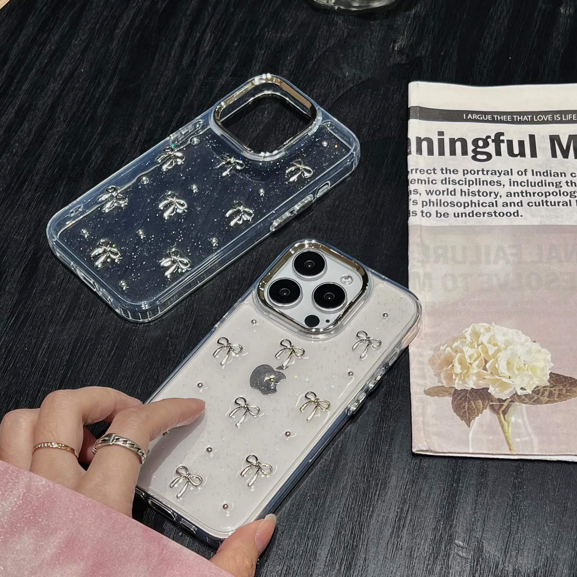 S232777a111c341239a0bb6e892943d11k.webp Luxury Bling Glitter Bow Phone Case For iPhone 17 16 15 14 13 12 11 Pro Max Plus Transparent Silicone Shockproof Bumper Cover