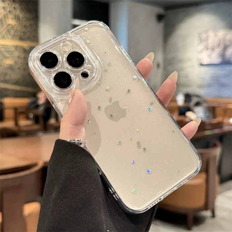 S235b9bd3091d4dde8499aacc59ffea1fp.webp Luxury Clear Star Bling Glitter Phone Case For iPhone 17 16 15 14 13 12 11 Pro Max XR X XS 8Plus Sparkle Shockproof Bumper Cover