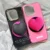Rose Pink Black Love Heart Magnetic Bracket For iPhone 17 16 15 14 13 Pro Max Shockproof IMD TPU Back Cover With Holder Stand