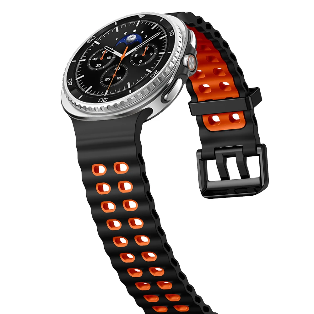 S249a342d65b742179713c1786ef91dadg.webp Sport silicone Band For Samsung Galaxy Watch 8 classic 46mm Two color Marine belt Bracelet correa Galaxy Watch 8 40mm 44mm strap