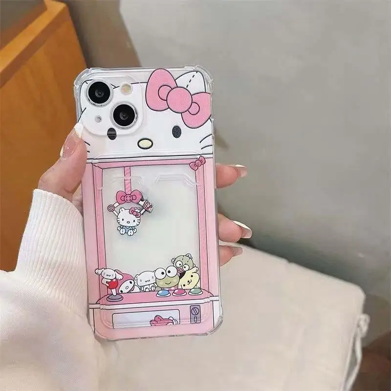 Cute Cartoon Kuro Melo Card Holder Slot Bag Soft Silicone Phone Case For IPhone 16 15 14 13 12 Mini 17 Pro Max Plus 16e 17 Air Soft Cover