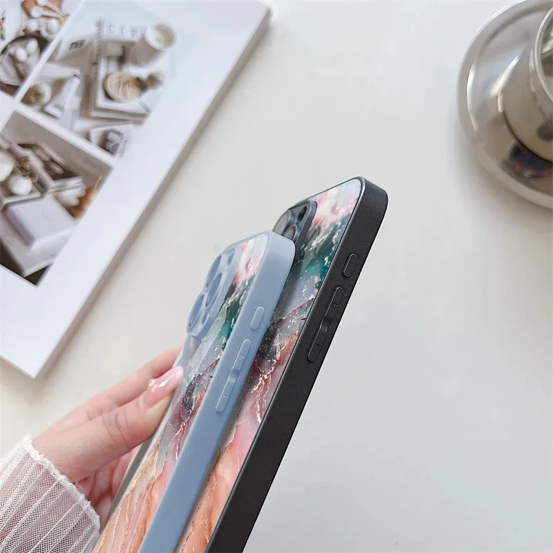 S25e4d23ff63b455fb87f1efa9a960eab6.webp Marble Pattern Phone Case For iPhone 16 Pro Max Case iPhone 15 13 11 12 17 14 Pro Max 16e XR XS 7 8 Plus SE Tempered Glass Cover