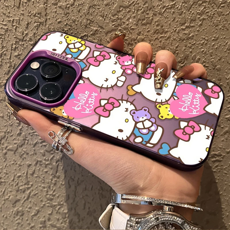 Cute Kitty Cartoon Cat Case for iPhone 17 16 15 14 13 12 11 Pro Max Plus 17 Air 16E X XR XS Max Hard Shockproof Bumper Cover