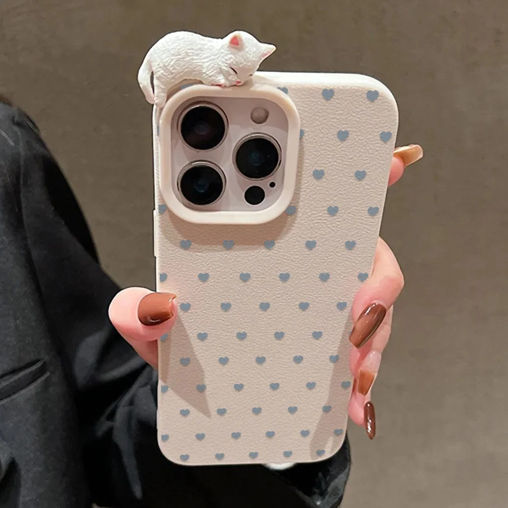 S262805a1f24f457a88c02966a8736953Q-3.webp Love Heart Phone Case For iPhone 17 Pro Case iPhone 13 16 14 11 12 15 Pro Max 17 Air Plus 3D Cat Lychee Pattern Leather Cover