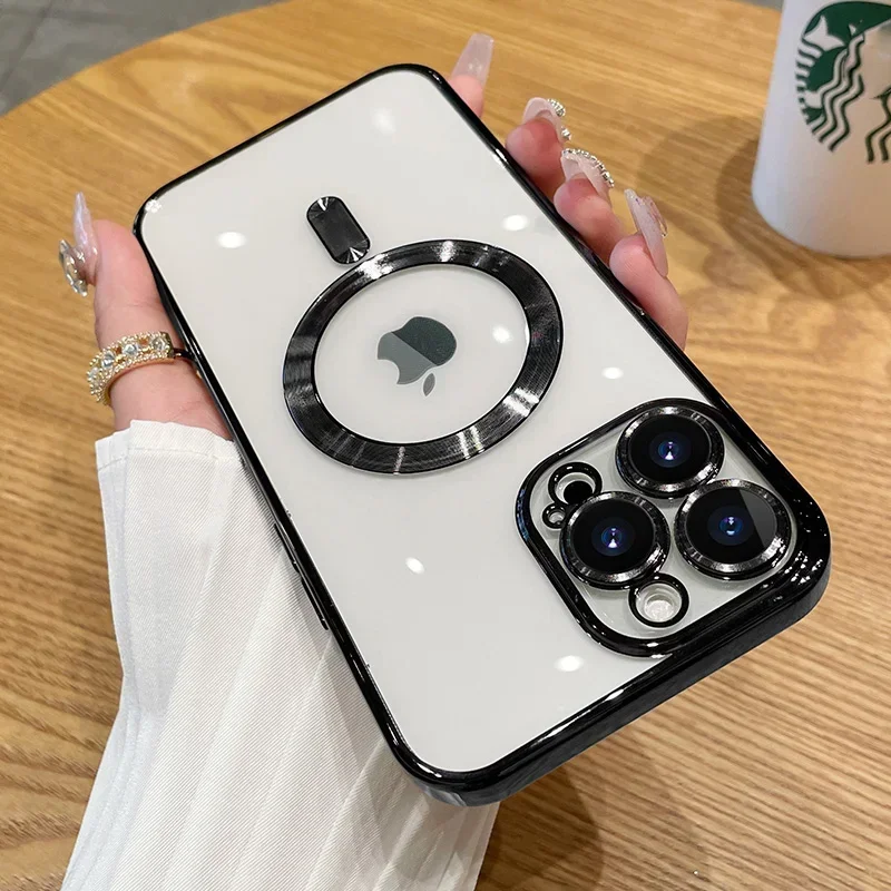 S2670abbf136447fd8aa8e44787dca967p.webp Luxury Plating For Magsafe Magnetic Case For iPhone 17 16 15 14 13 12 11 Pro Max Plus Wireless Charge Cover With Lens Protector
