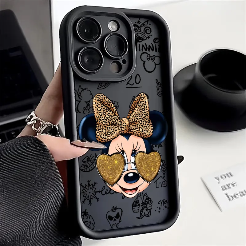 Mini Mouse For iPhone 16 15 14 13 12 11 Pro Max XS Max X XR 7 8 Plus 6S 5S Liquid Eye Ladder Phone Case Christmas Gift