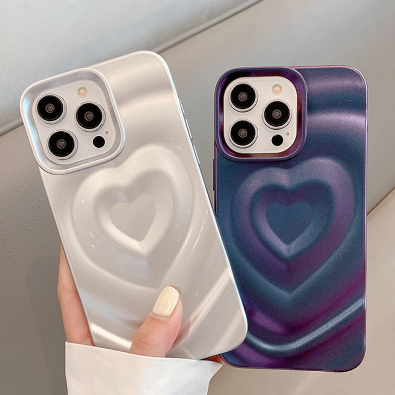 S27250da21f3443a48c85d5f9f6c56aabc.webp Glossy Bling Love Heart Pattern Phone Case For iPhone 17 16 16E 15 14 13 12 Pro Max 11 Fashion Shockproof Bumper Back Cover