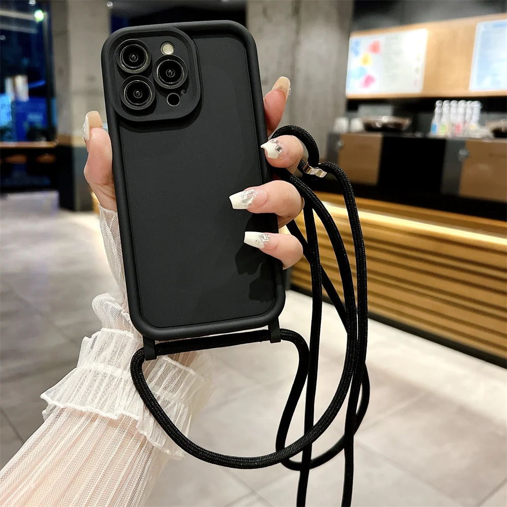 S2787a598218c4fd9bbde089c194e0a9eW-2.webp Phone Case For iPhone 14 13 15 16 Pro Max 17 Air 16E 12 11 X XR XS 7 8 Plus Crossbody Adjustable Lanyard Strap Rope Soft Cover