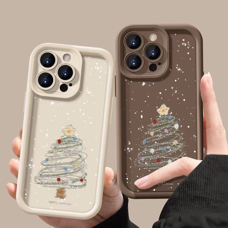 Christmas Tree Printed Soft TPU Case For iPhone 17 16e 15 16 Pro Max 14 Plus 13 12 Pro Max 11 17 Air Shockproof Phone Cover