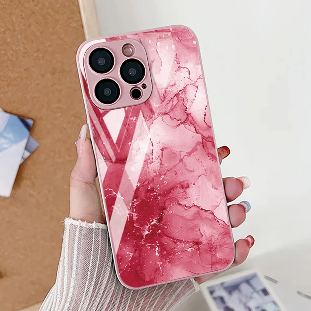 S28049be0fc7f4f969325324c429a8f859.webp Marble Pattern Phone Case For iPhone 16 Pro Max Case iPhone 15 13 11 12 17 14 Pro Max 16e XR XS 7 8 Plus SE Tempered Glass Cover