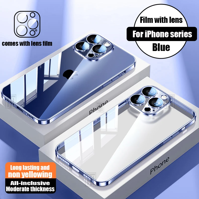 S2859cdfe3ab449578300d539ff2774c3E.webp Ultra Thin Heat Dissipation Phone Case For iPhone 15 14 11 12 13 Pro Max Plus Clear Plating Soft TPU Lens Film Protection Cover