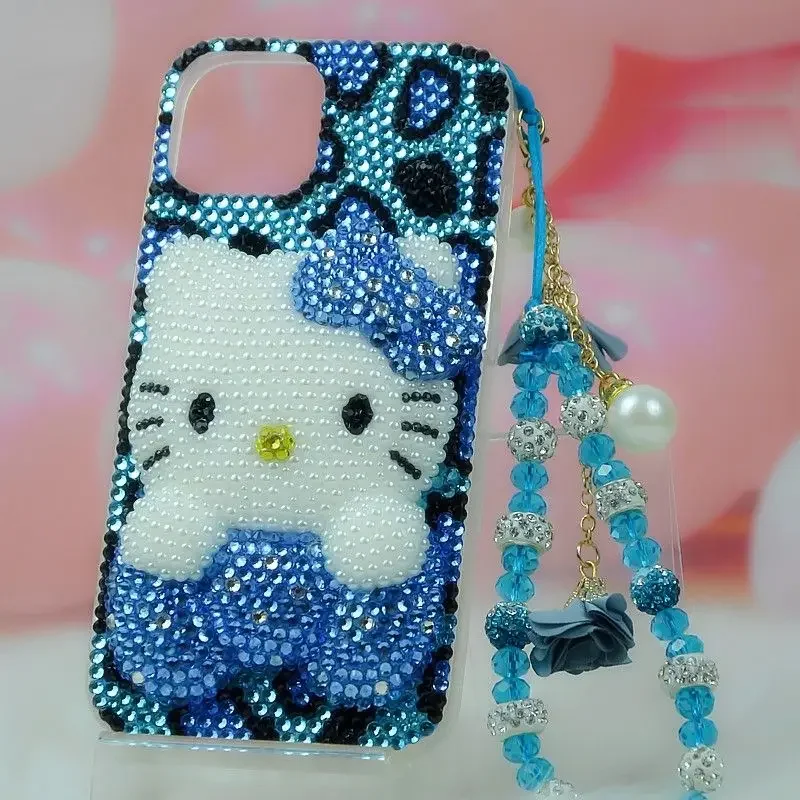S297c350829e1479fa55d7219391b5cccH-5.webp Cute Kitty Cat Rhinestone Bling Crystal Phone Case Chain iPhone 16 12 13 14 15 Pro Max X Xs XR 7 8 Plus SE 2 3 10 Transparent Bu